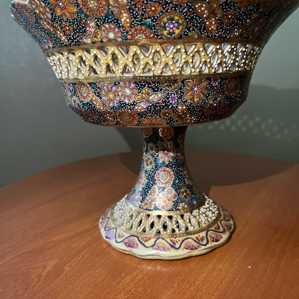 Vintage Satsuma Pedestal Bowl